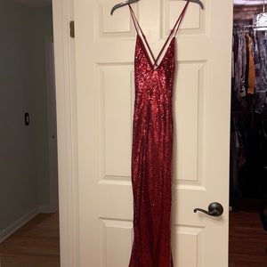 Red sparkly formal dress, small